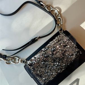 Like New! Charles & Keith Black and Silver Sequin Women's Bag